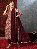 Anni Designer Women'S Cotton Blend Straight Printed Kurta With Pant & Dupatta (Tashi Wine-Jb_Xl_Wine_X-Large),Wine,XL,,,