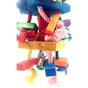 alfyng Bird Parrot Knots Block Tearing Chewing Toy, Multicolored Wooden Bird Parrot Toy Suitable for Macaws cokatoos, African Gr