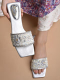 Shoetopia Women'S Block Heel Sandal,Silver,7,B0DCSHHZ9N