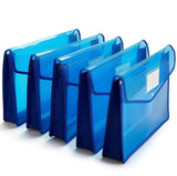 Shivom Virgin Transparent Poly Plastic Document Button Bag File Folder For A4 Size (Set Of 5) (Blue)