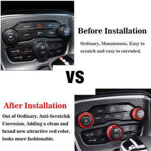 Auprite Climate Control Knob Covers For Challenger Accessories 2015-2023 2024, For Dodge Charger 2015-2023 2024, For Dodge Chrys