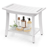 Waterproof Shower Benches for Inside Shower, Poly Lumber Shower Stool with Storage Shelf & Adjustable Feet, SPA Bathroom Seat Ch