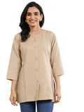 Libas Women'S Cotton Blend Solid Straight Kurti (29662_Beige_L)