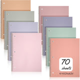 Teling 8 Pcs 1 Subject Spiral Notebook College Ruled Notebook 8 X 10 1/2 Inch Spiral Journal Notebook 3Hole Divider Pockets Ass