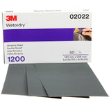3M Wetordry Abrasive Sheet 02022, 1200, Auto Body, Sanding, Fine Grit, Wet Sanding Paint, 5-1/2 x 9 in, 50 Sheets/Carton