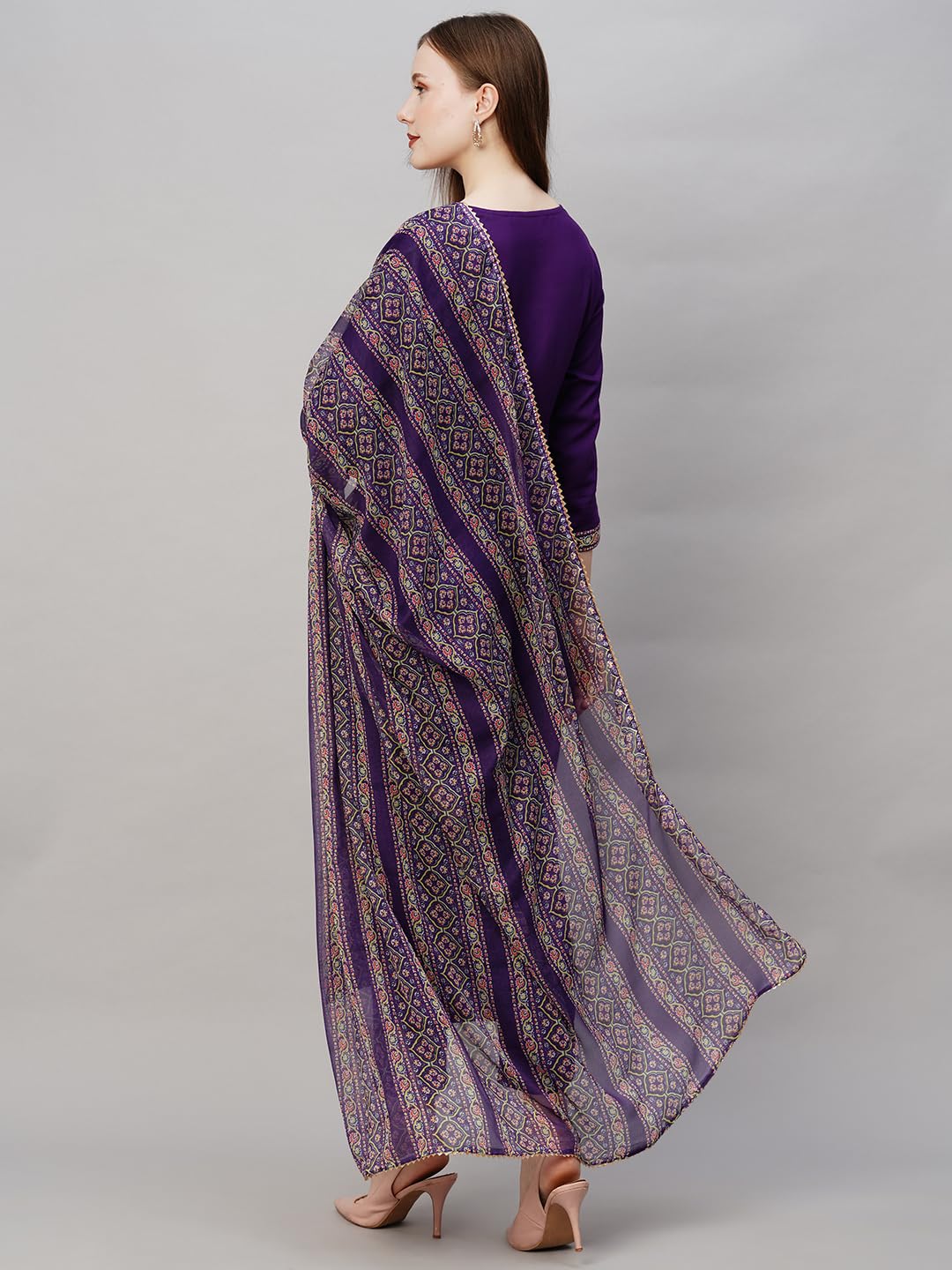 Anni Designer Women'S Cotton Blend Straight Solid Kurta With Pant & Dupatta (Saru-Begni_Xxl_Blue_Xx-Large),Blue,2XL,Cotton Blend,Regular,Dupatta