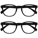 OPULIZE POP Reading Glasses for Women Men,Scratch Resistant Round Matt Frame with Spring Hinges, Black +3.00 (Pack of 2)