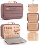 Women's Hanging Toiletry Bag, Waterproof Travel Cosmetic Organizer with Jewelry Storage, Large Capacity Makeup Case for Full-Siz