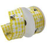 Morex Ribbon Wired Linen Bees & Blossoms Ribbon, 1.5 inch by 10 Yards, Yellow, 7596.40/10-605