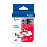 Brother Genuine P-Touch TZe Black Print on White Label Tape (TZeS211), Strong Adhesive Laminated,1/4in x 26.2ft (6mm x 8m), for 