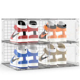 WAYTRIM 4 Pack Shoe Organizer,Stackable Plastic Shoe Box with Clear Door Shoe Storage Boxes for Sneaker AJ Clear Shoe Boxes with