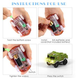 Save Unicorn Tracks Cars Replacement only,Track Cars for Tracks Glow in The Dark, Car Tracks Accessories with 3 Flashing LED Lig