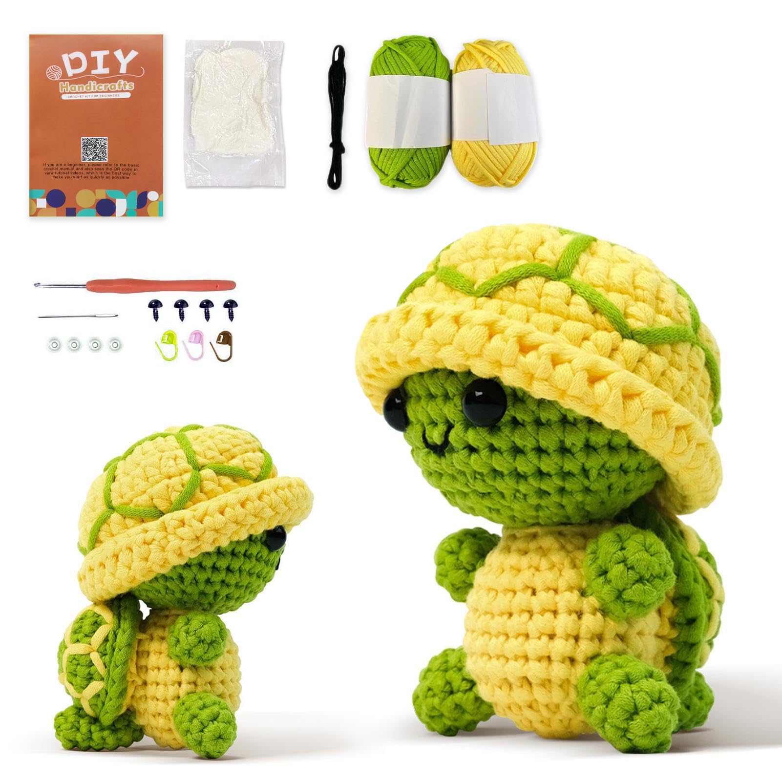 LYKTRIX Positive Crochet Animals Turtle Gifts | Amigurumi Turtle Wobbles DIY Craft Kit for Beginners with Video Tutorials | Emot
