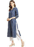 Rytras Women'S Cotton Printed Straight Kurti (Medium) Blue Blue M Ryt311