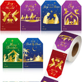 Containlol 300 Pcs Christmas Gift Stickers Nativity Multicolor Name Tags Xmas Self Adhesive Label Stickers Roll Christmas Birth 