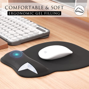 MROCO Ergonomic Mouse Pad with Gel Wrist Rest, Comfortable Mousepad with Smooth Wrist Support Surface and Non-Slip PU Base for P