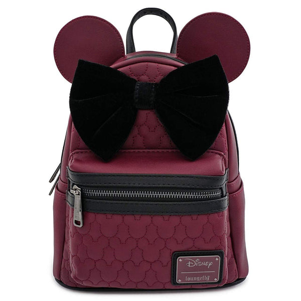 Loungefly Minnie Mouse Maroon Quilted Womens Double Strap Shoulder Bag ...