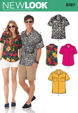 Simplicity U06197A New Look Easy to Sew Misses and Mens ButtonUp Shirt Sewing Patterns Kit, Code 6197, Sizes XSXL