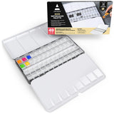 ARTEZA Empty Watercolor Palette Tin, 48 Half Pans, Customizable Portable Empty Half Pans for Watercolor Paints