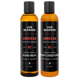 Live Bearded Beard Wash & Conditioner Kit for Men - Deep Cleansing Shampoo and Hydrating Softener, Natural Water-Based Formula, 