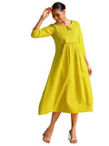 Libas Women'S Cotton A-Line Midi Dress (37219 Mustard