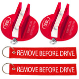 DEDC Universal Pinch Weld Jack Pad 2 Pcs Red, Magnetic Aluminum Jacking Puck Frame Rail Protecotr with 2 Reminder Streamers Comp