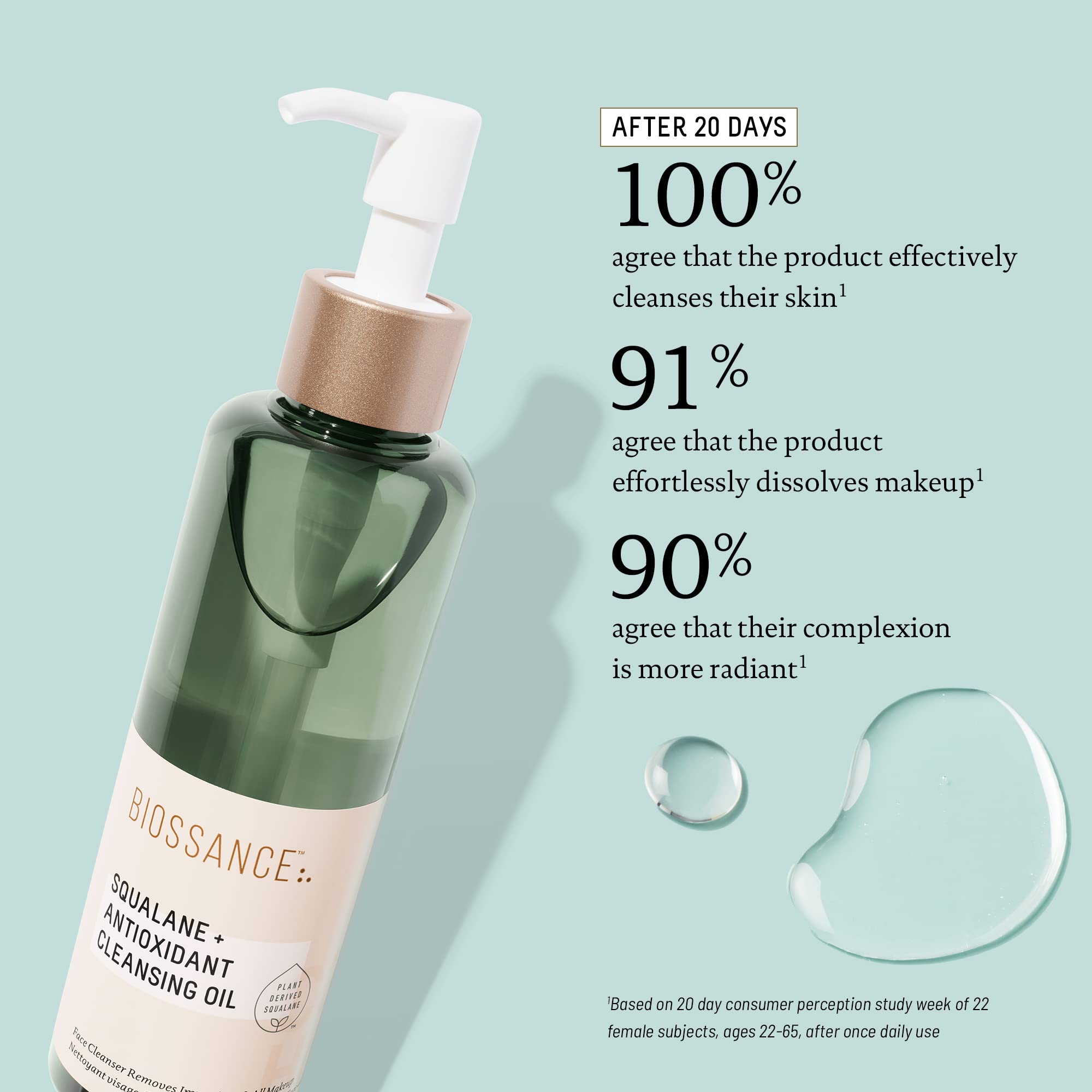 Biossance Squalane + Antioxidant Cleansing Oil. Lightweight Facial Oil Cleans Deep into Pores, Removes Makeup and Hydrates Skin.