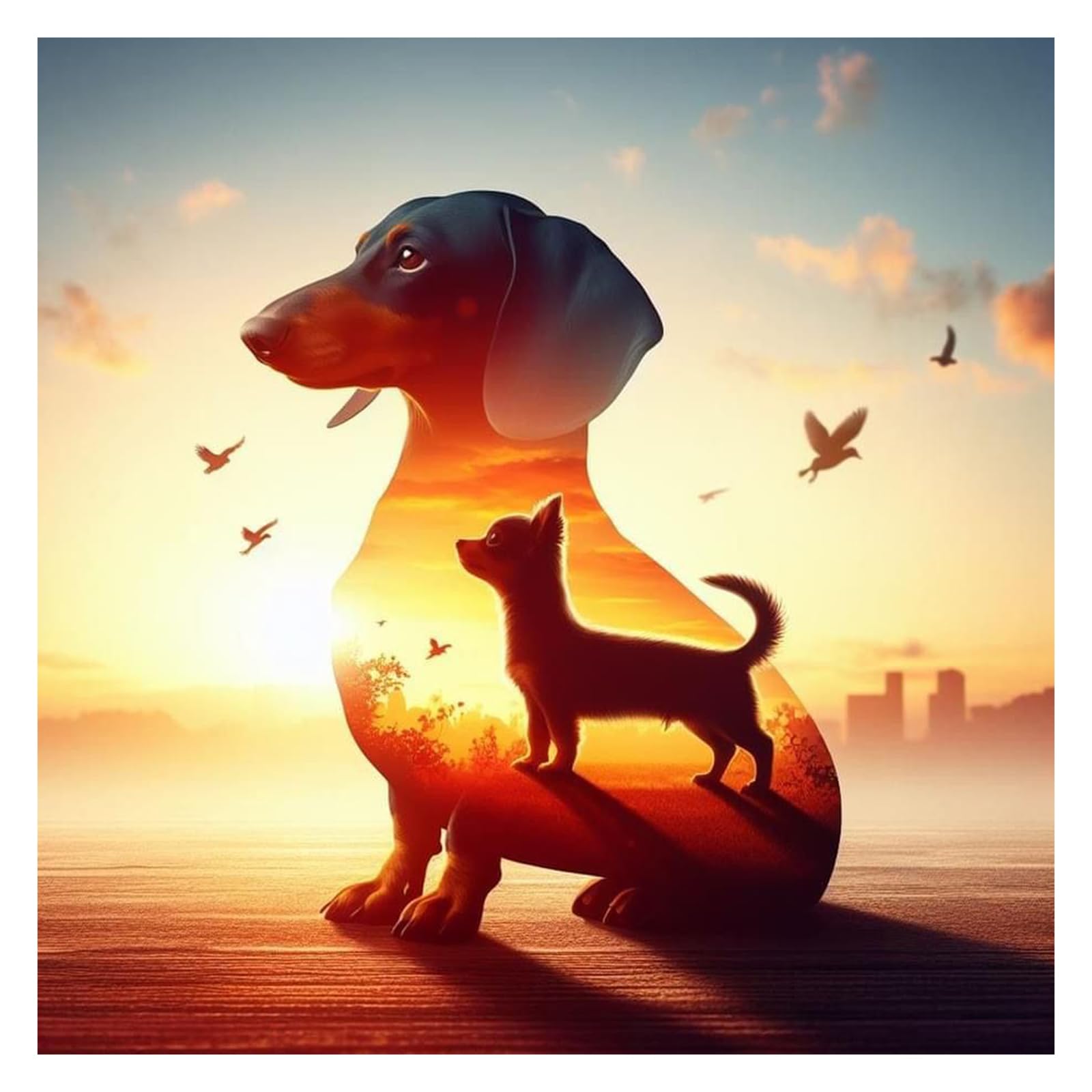 SJUTOUCI Dachshund Diamond Painting Kits for Adults, Diamond Art Kits for Beginners, DIY 5D Full Drill Gem Craft Art for Home Wa