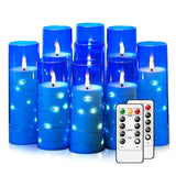 Nimiko Flickering Flameless LED Candles,Battery Operated Candles 9 Pcs with Embedded Star String,Acrylic LED Pillar Candles with
