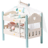 ROBOTIME Baby Doll Bunk Beds, Wooden Doll Cribs for 18 inch Dolls Furniture, Stackable Doll Bed Fits American Girl Doll (Blue, 2