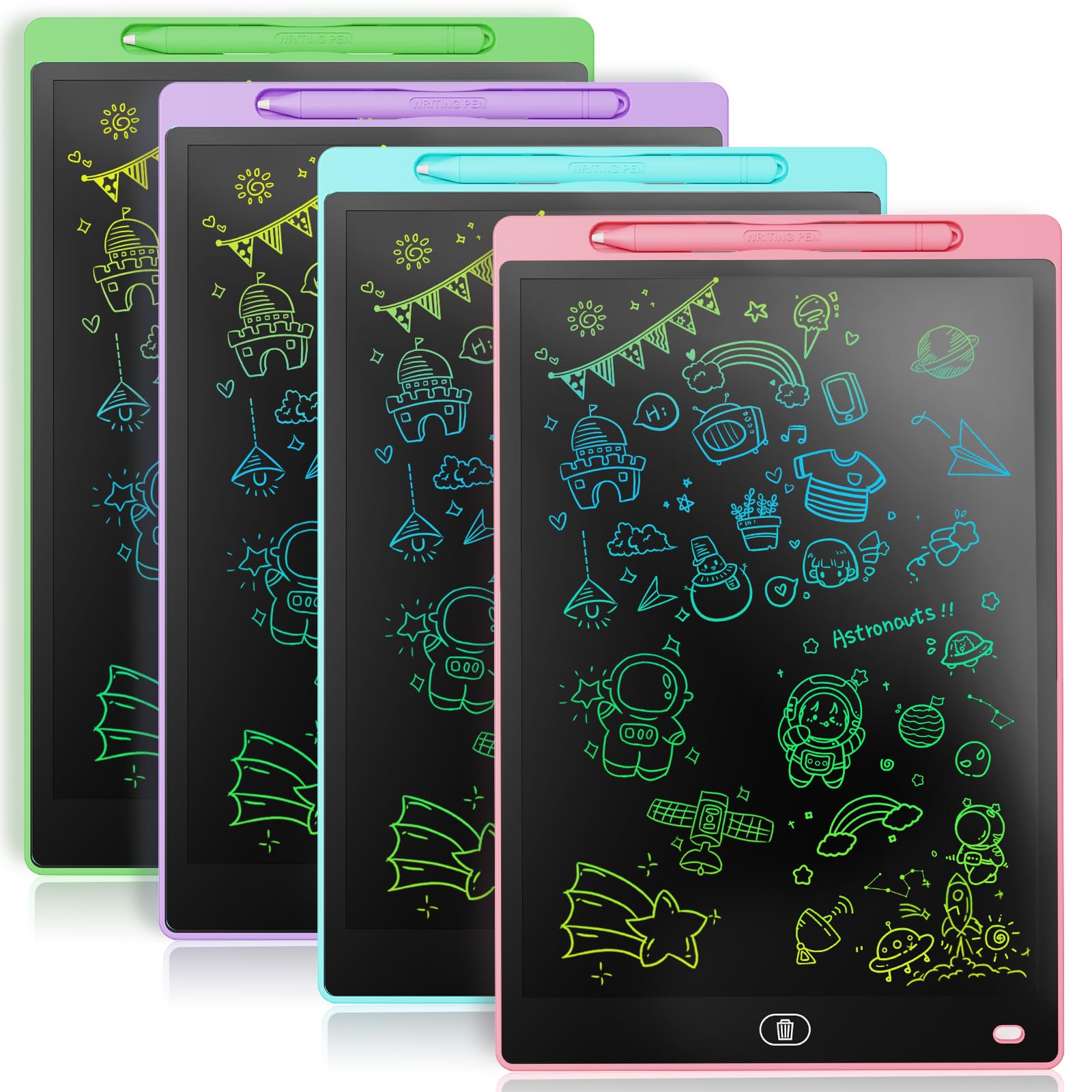 [4 Pack] Genialba LCD Writing Tablet 8.5-Inch Colorful Doodle Board, Toddler Learning Educational Toys Gifts for 3-8 Years Old G