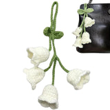 SNOWY SHOP White Handmade Crochet Bell Lily Flower Keychain | Cute Aesthetic Bag & Purse Charm for Girls, Teens & Women | Trendy
