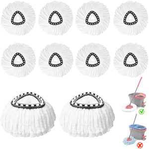 10Pack Spin Mop Replacement Heads, 100% Microfiber Spin Mop Refill for Easy Wring, 360 Degree Spinning Mop Head Replacement Comp