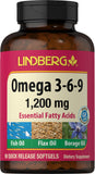 Lindberg Omega 3 6 9 Supplements | 1200mg | 90 Softgels | Essential Fatty Acids | with Fish, Flax, and Borage Oil | Non-GMO, Glu