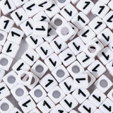Yiizzxin 200pcs Square White Number 1 Beads for Bracelets,Single Digit 1 Acrylic Cube Bead,6x6mm Number Beads for Jewelry Making