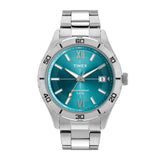 Timex Analog Watch For Men With Teal Dial & Silver Stainless Steel Bracelet Band - Water Resistant Men'S Wrist Watches -Tweg295S