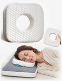 TEXSTEAD Cooling Ear Relief Pillow with Ear Piercing for Side Sleeping, Ear Hole Memory Foam Donut Pillows for Ear Pain CNH Earring Pierced Pillow, Square, White