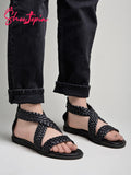 Shoetopia Women'S Flat Sandal-6 Kids Uk (Girls-Crv-Black)-Eu39,Black,6,B0D4VQTW7Y