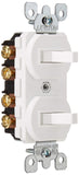 Leviton 5243W 15 Amp, 120/277 Volt, Duplex Style Two 3Way Combination Switch, Commercial Grade, White