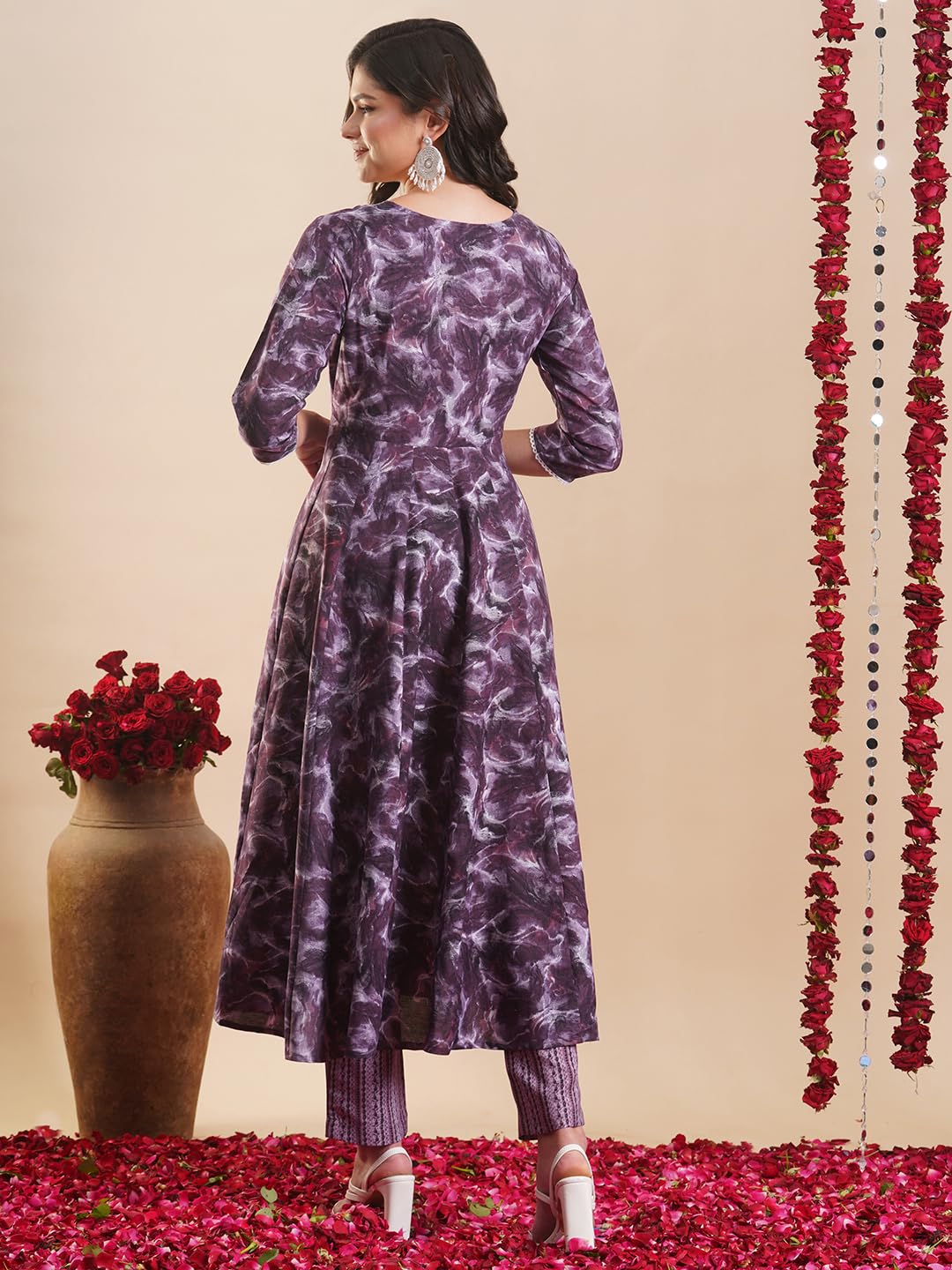 Gosriki Women'S Rayon Blend Anarkali Printed Kurta With Pant (Sipradh Purple-Vks01-Gs_S_Purple_Small),Purple,,B0DFY2NFPG