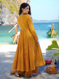 Gosriki Women'S Rayon Viscose Anarkali Printed Kurta With Palazzo & Dupatta (Sinners Yellow-Gs_M_Yellow_Medium),Yellow,,B0DX28Q35F