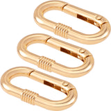 STSTR 3 PCS Oval Spring Ring Clips, Gold Metal Keyring Purse Clip, Heavy Duty Opening O Ring Carabiner for Keychains, Buckle Cla