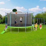 Skepphlay 12 FT Trampoline Set, Large Outdoor Trampolines with Basketball Hoop,Trampoline with Slide and Swing with Enclosure Ne