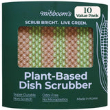 mibboom's PlantBased Dish Scrubber [10 Pack] NonScratch Corn Scourer, OdorFree Kitchen Sponges, No Microplastic Dish Cloths