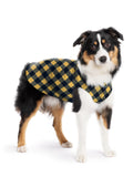 Goldpaw Stretch Fleece Dog Sweater - with Spandex for 4-Way Stretch - Soft, Comfortable Dog Coat - Machine Washable - Made in the USA - Gold Buffalo Check - Size 14