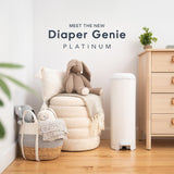 Diaper Genie Platinum Pail (Lilly White) is Made of Durable Stainless Steel and Includes 1 Easy Roll Refill with 18 Bags That ca
