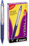 Pilot VBall RT Refillable & Retractable Liquid Ink Rolling Ball Pens, Fine Point, Blue Ink, 12Pack (26207)