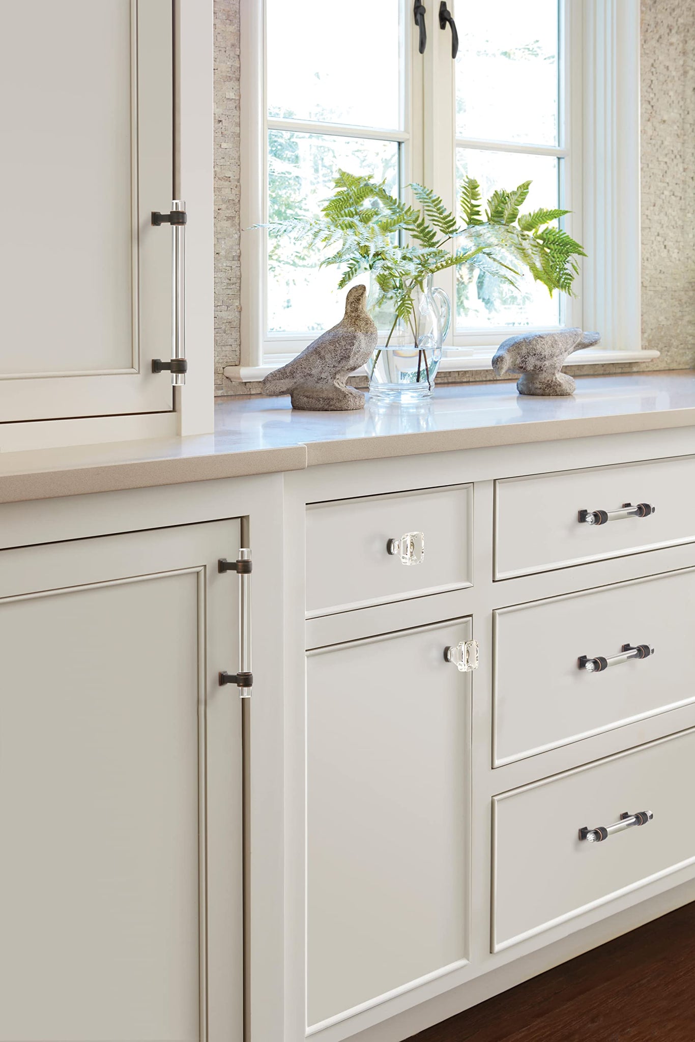 Amerock | Cabinet Pull | Clear/Oil-Rubbed Bronze | 6-5/16 Inch (160 Mm) Center To Center | Glacio | 1 Pack | Drawer Pull | Drawe