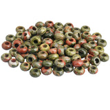 SUNYIK Unakite Large Hole (5mm) Rondelle Loose Charms European Bead fits Bracelet,Jewelry Makings Pack of 20