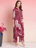Anni Designer Women'S Rayon Blend Straight Printed Kurta With Pant (Tomsk Maroon-Vks01_Xxl_Maroon_Xx-Large),Maroon,2XL,,,